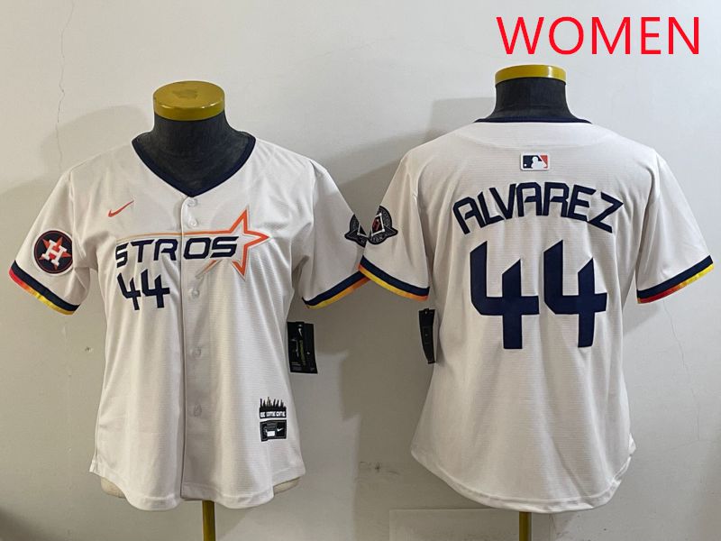Women Houston Astros 44 Alvarez Cream Three generations Joint Name 2025 Nike MLB Jersey style 8